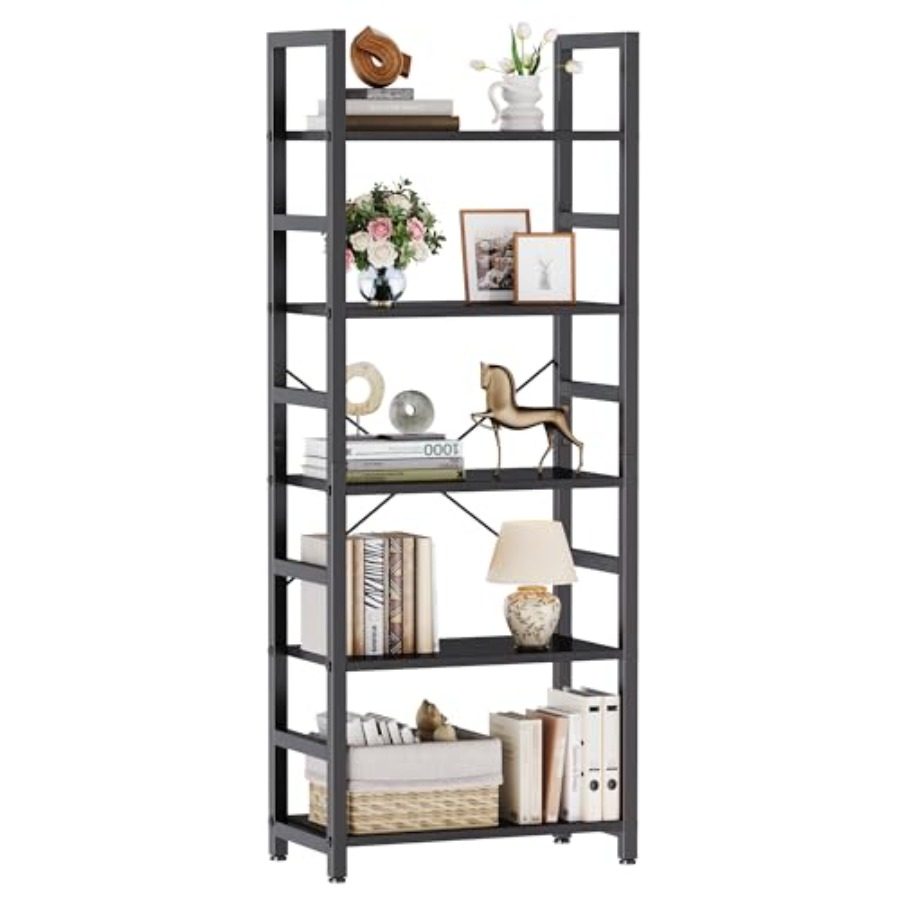 Home Office Bookshelves - Étagère à 5 niveaux, bibliothèque haute