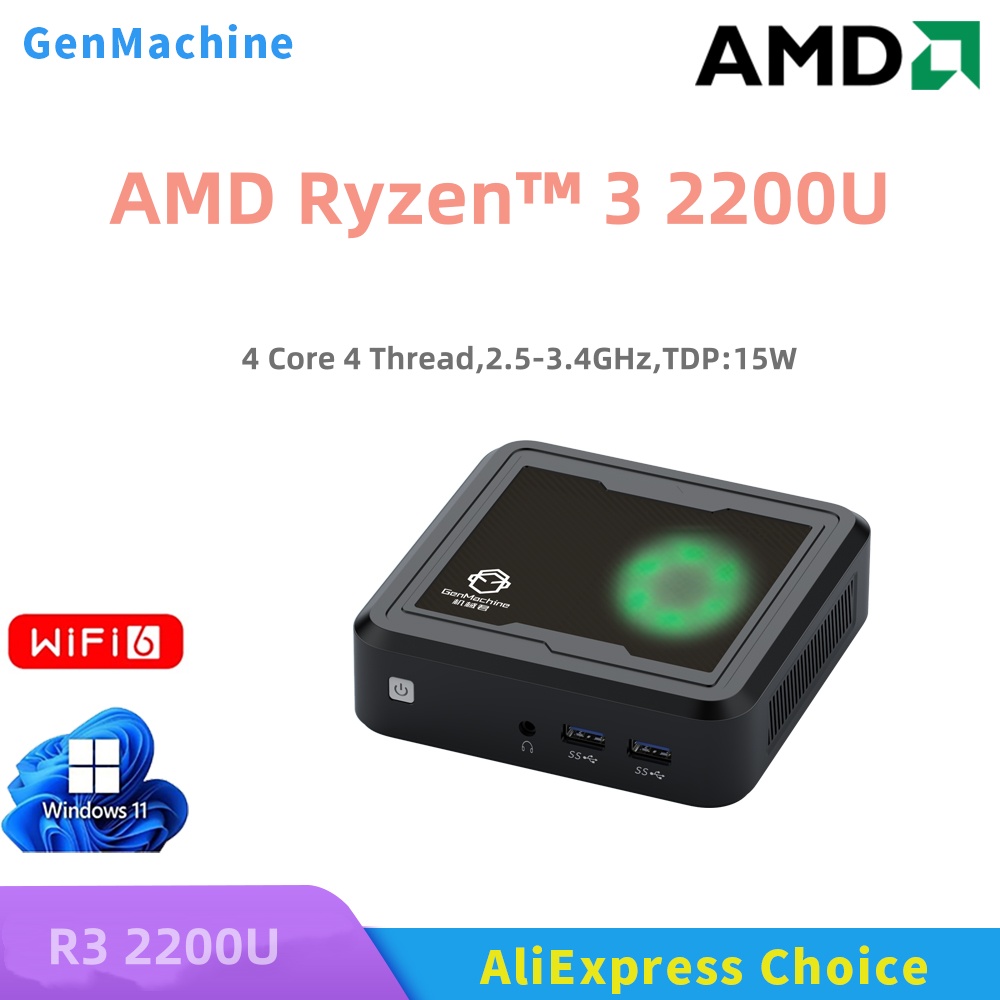 Home Office Windows 11 - Mini PC Genmachine AMD Ryzen R3-2200U