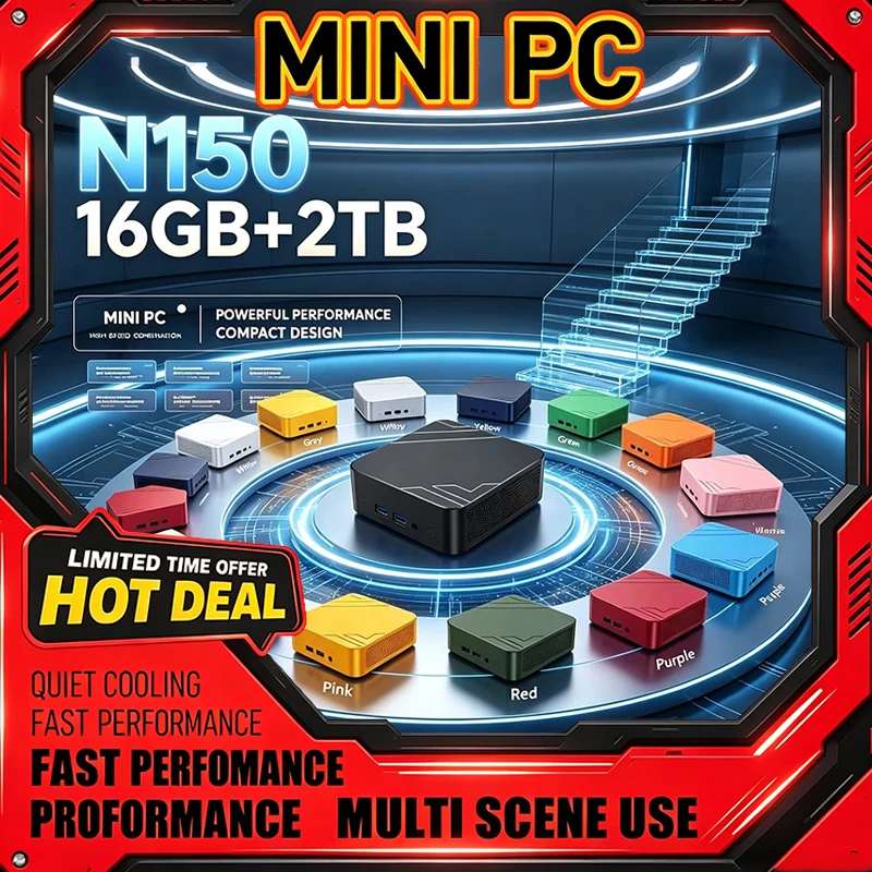 Home Office Windows 11 - Mini PC multicolore Intel Core N150