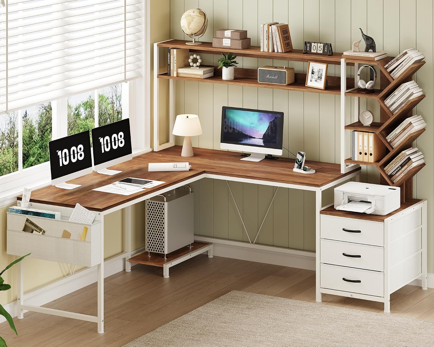 Home Office Bookshelves - Bureau en L de 63 pouces