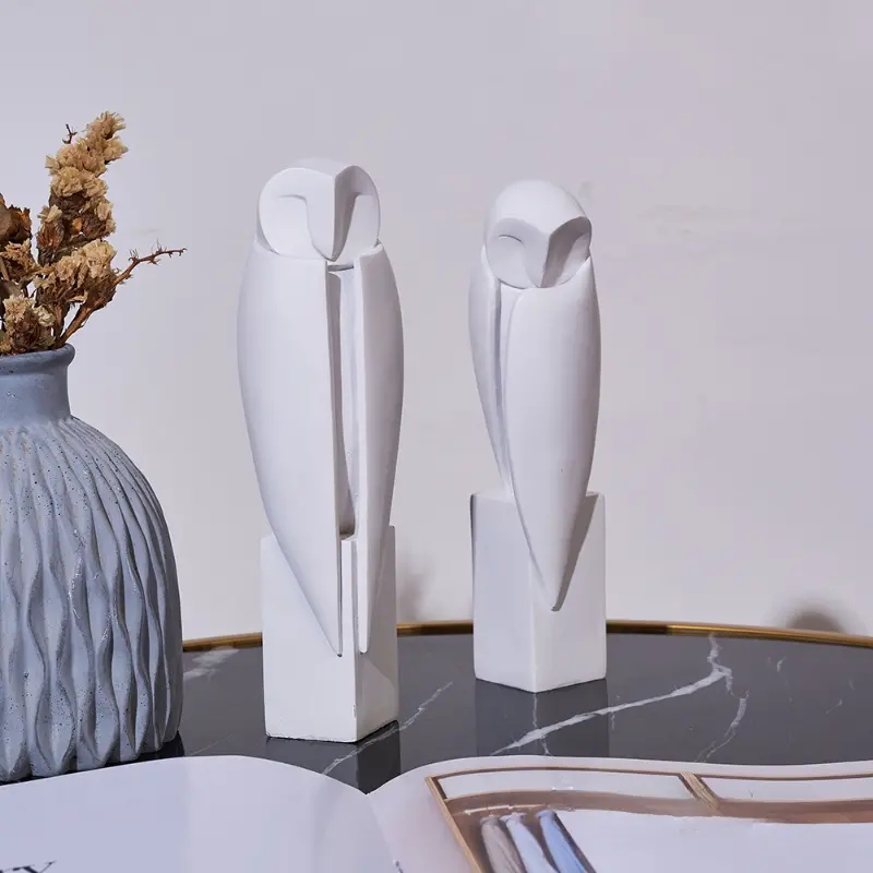 Home Office Bookshelves - Statue de hibou minimaliste, Sculpture d'animaux,