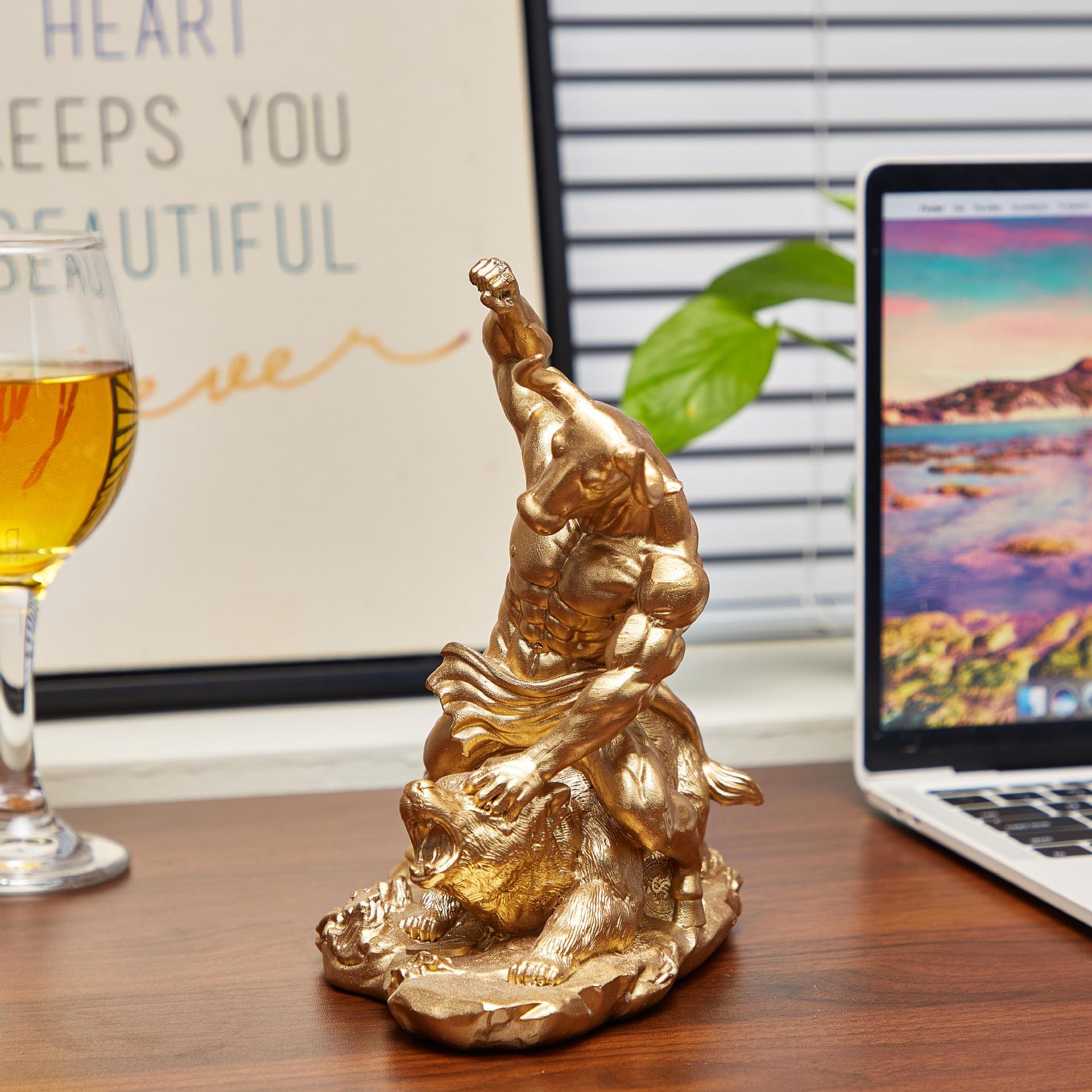 Statue de combat taureau-ours  - Home Office Bookshelves avis et prix