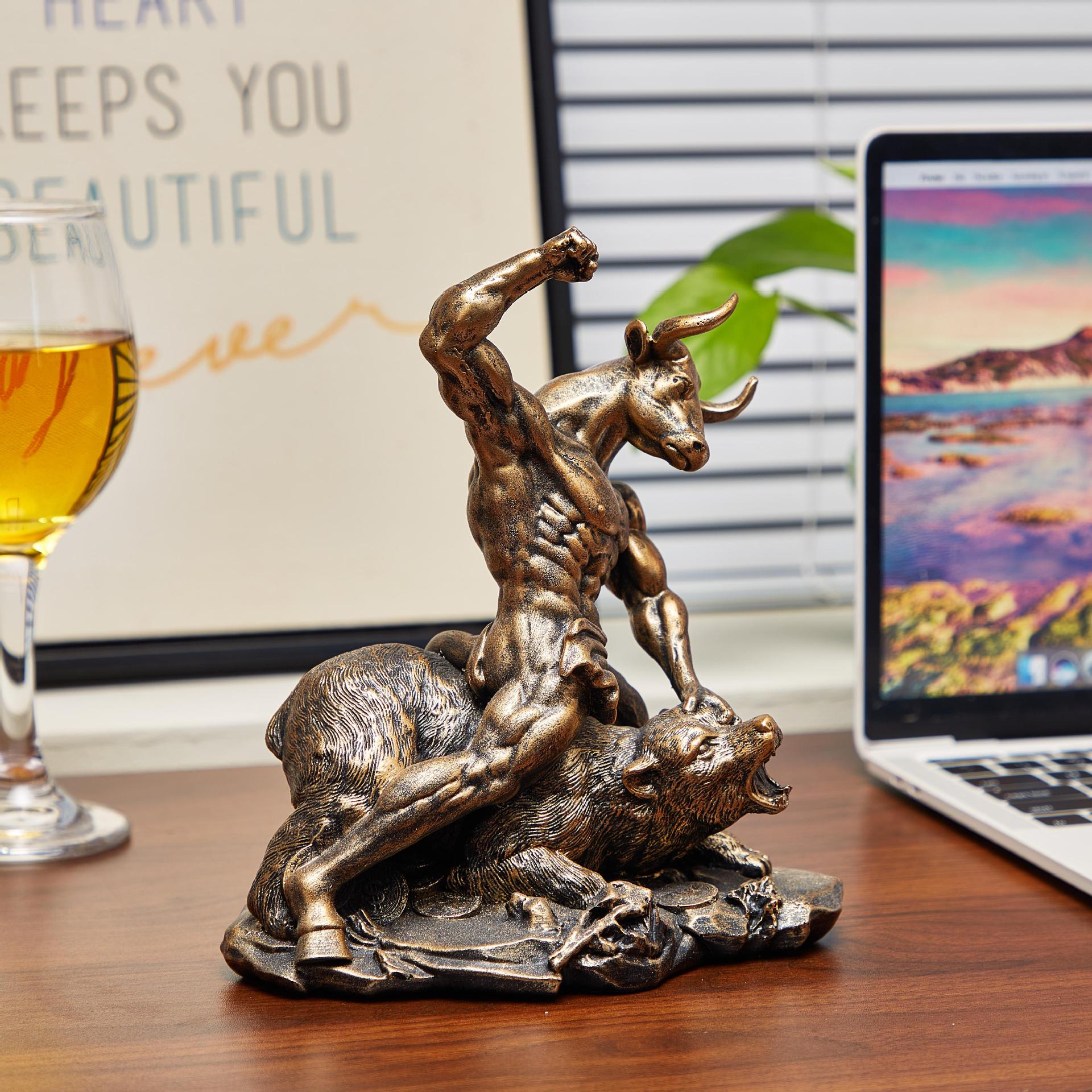 Statue de combat taureau-ours  - Home Office Bookshelves avis et prix