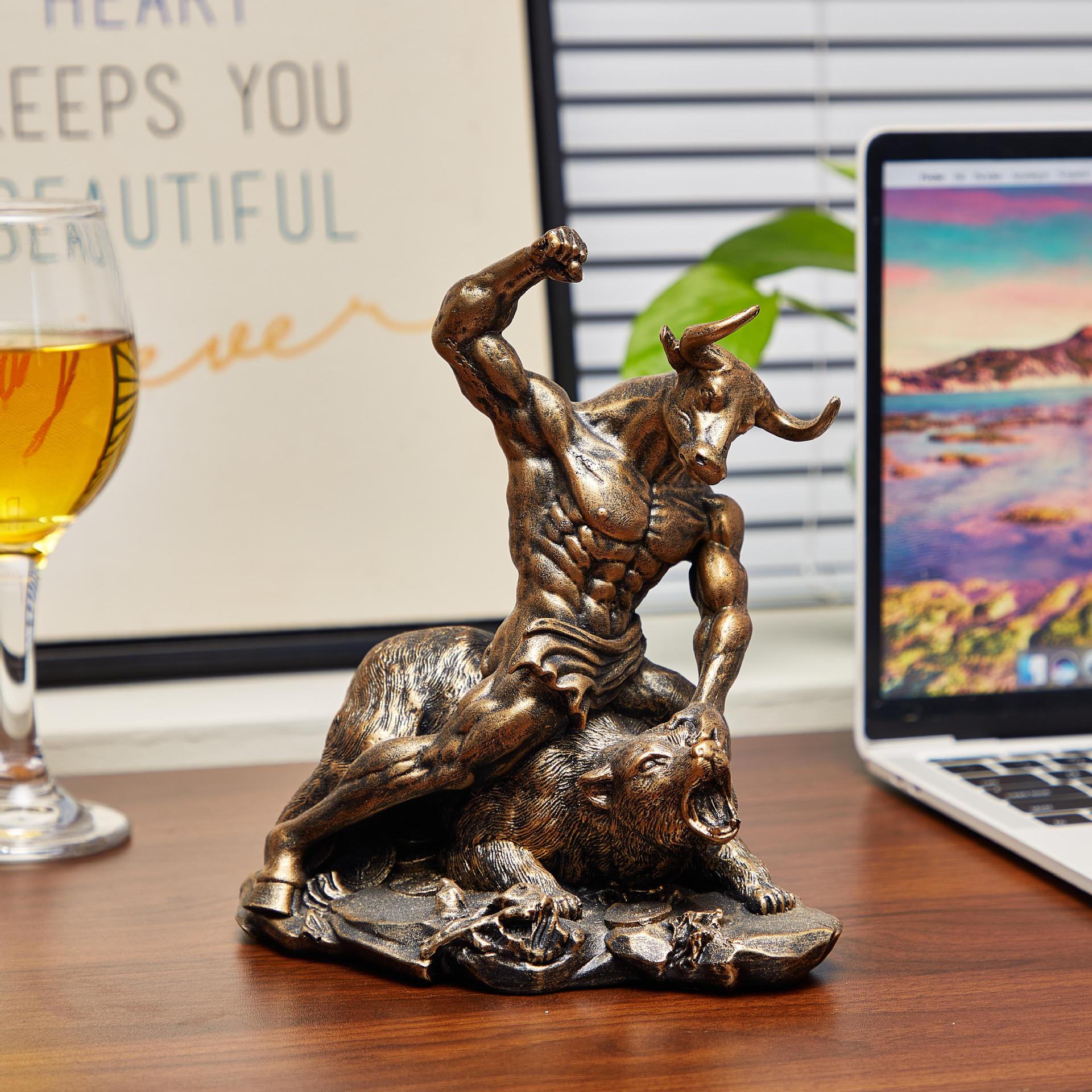 Statue de combat taureau-ours  - Home Office Bookshelves avis et prix