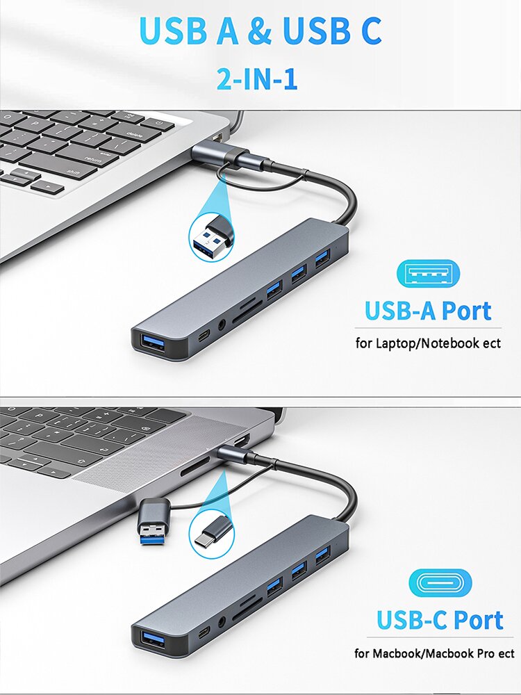 Hub USB C 8 en 1, 4 ports USB, - Home Office For Mac avis et prix