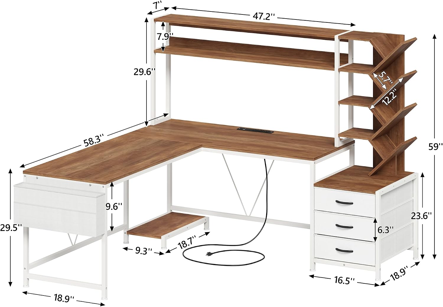 Bureau en L de 63 pouces avec  - Home Office Bookshelves avis et prix