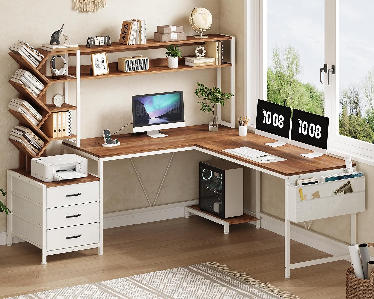 Bureau en L de 63 pouces avec  - Home Office Bookshelves avis et prix