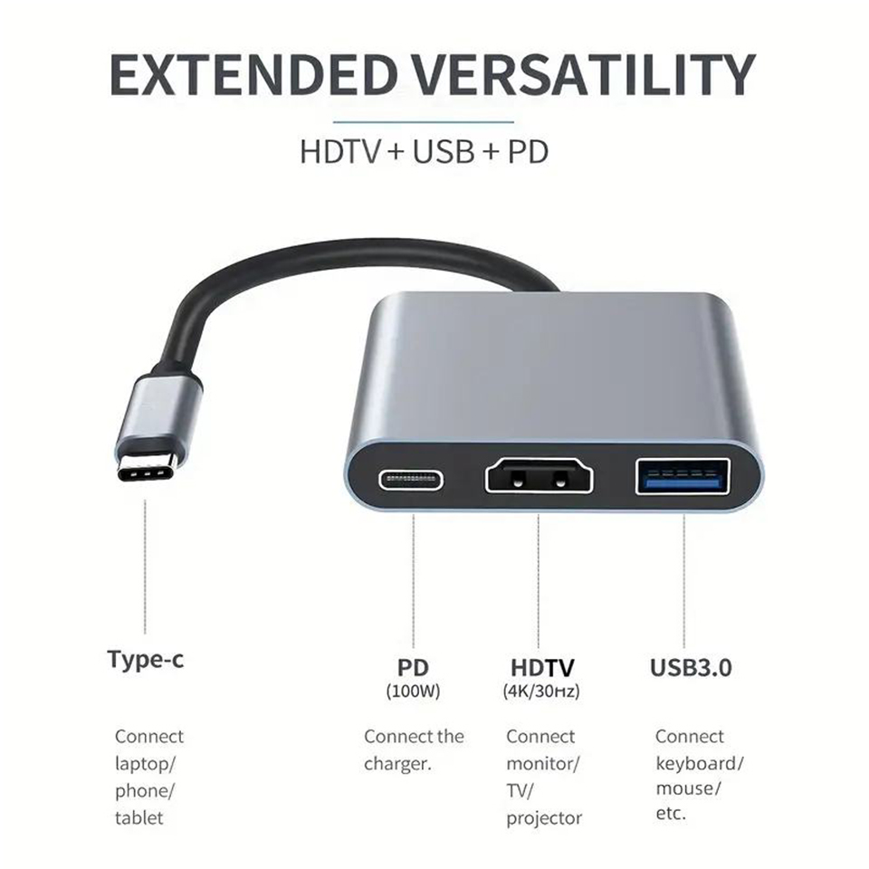Hub USB Type-C 3 en 1, mâle ve - Home Office For Mac avis et prix